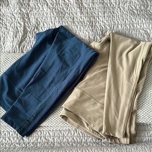 2 pairs of Blue and Tan Leggings